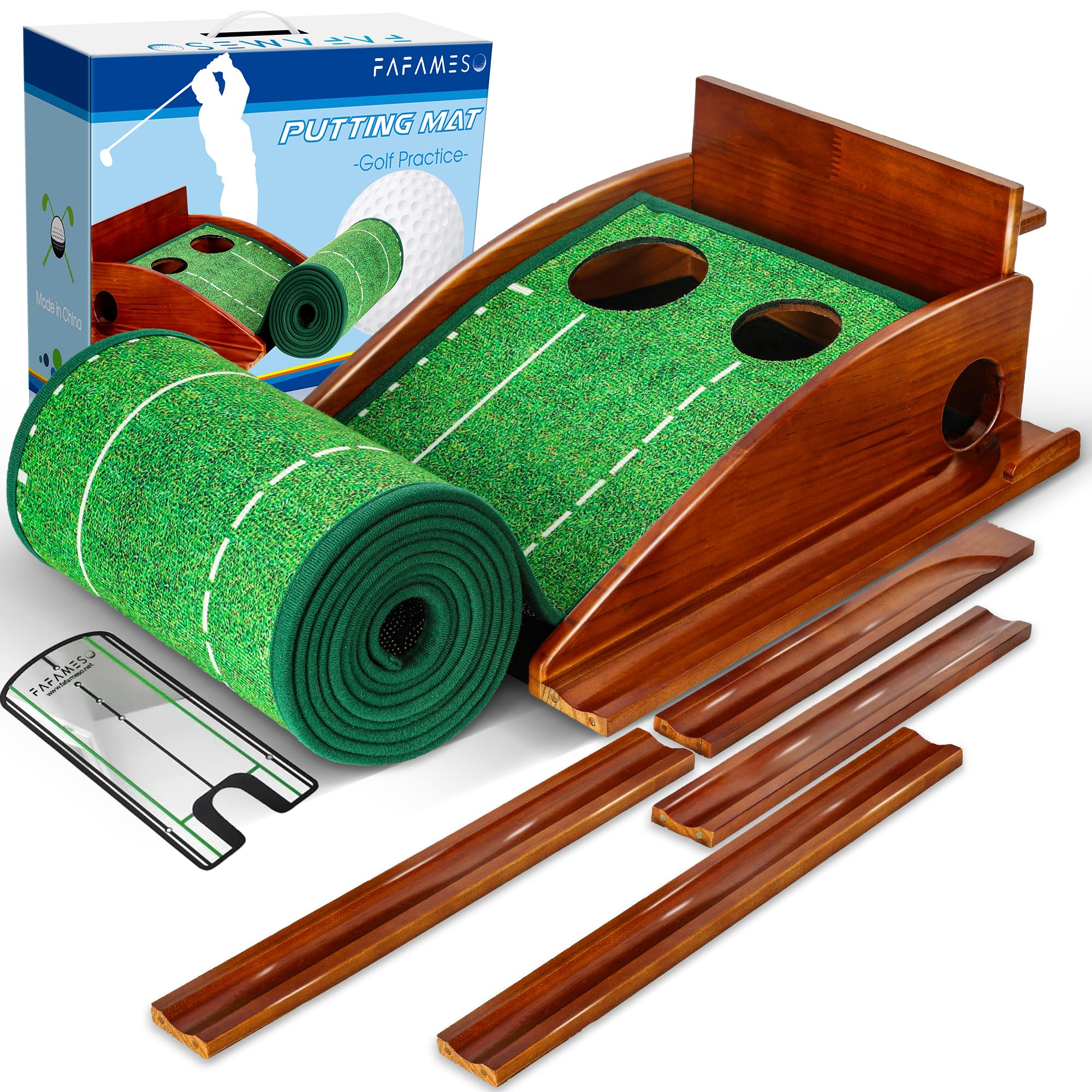 Golf Putting Mat, Putting Green Indoor with Ball Return - Golf Gifts for Men Christmas, Golf Training Aid for Home Office, Portable Putting Training Mat for Men