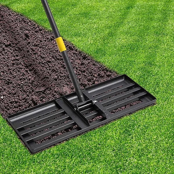Lawn Leveling Rake, 5 FT Yard Leveler with 30 x 10 Wide Large Rakes Head for Smooth Garss Soil Sand Dirt, High Effect Ground Leveling Tool with Round Edge for Landscape Golf Course, No Flip