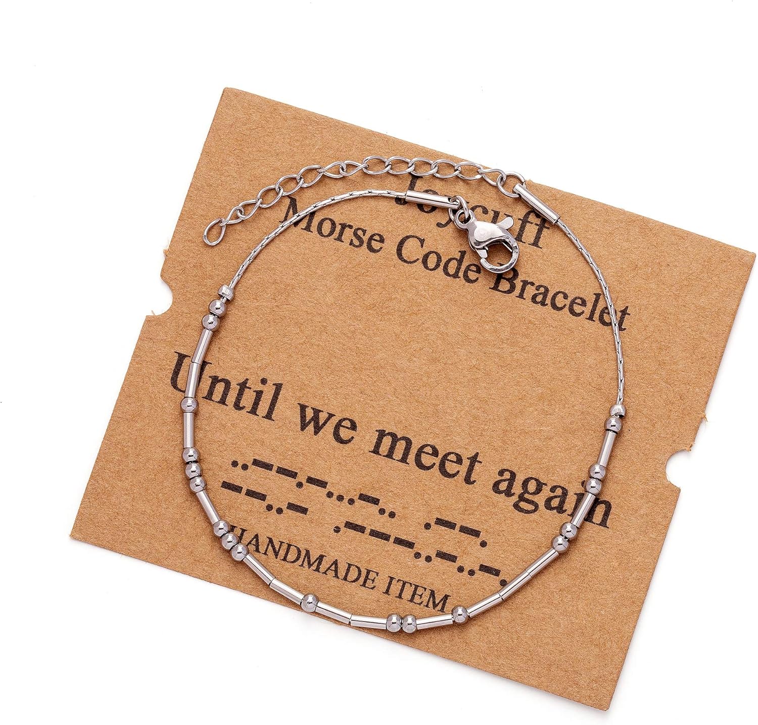 JoycuFF Inspirational Morse Code Bracelets for Women Silver Beads Jewelry Encouragement Mantra Gifts for Her