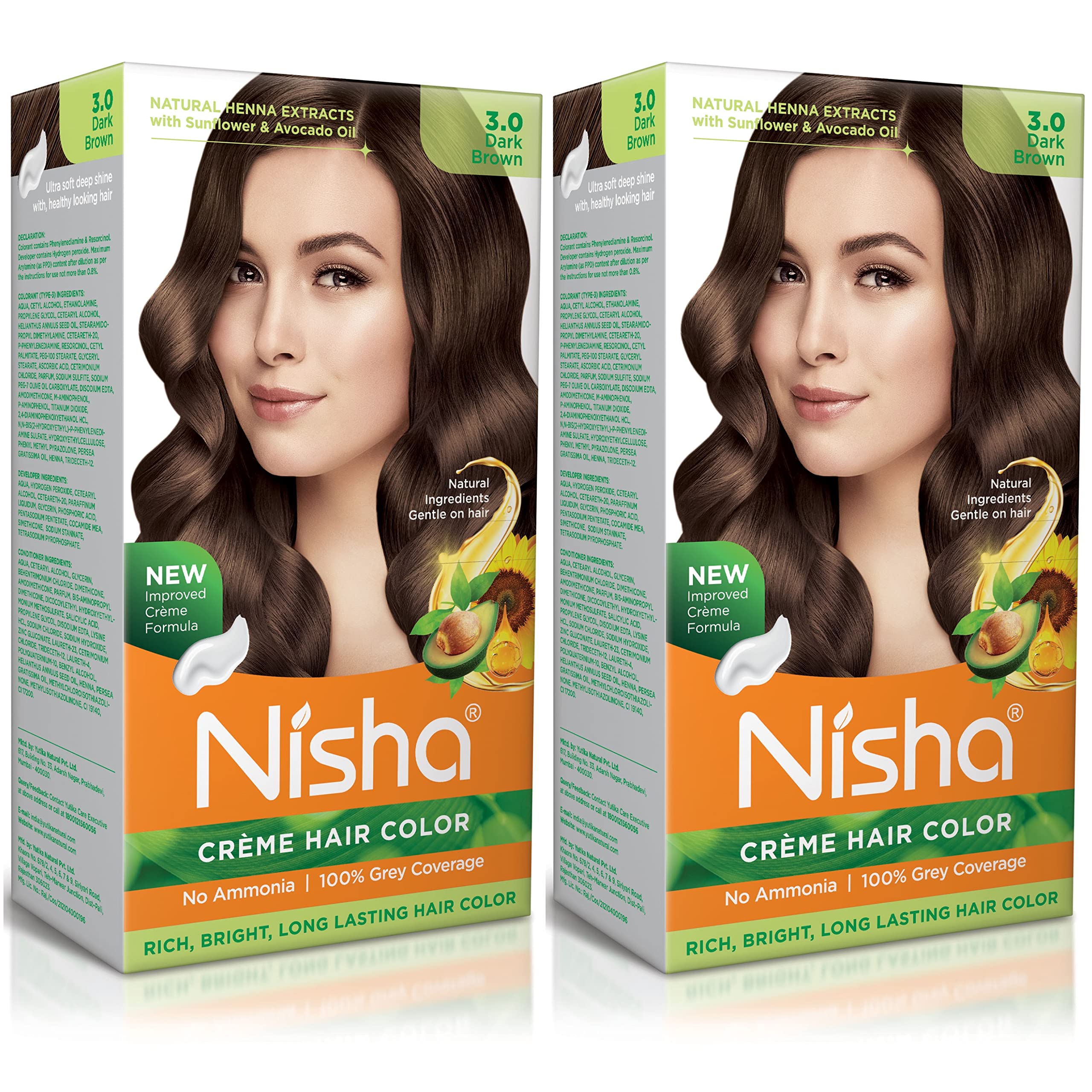 Nisha Creme Hair Colour 3 DARK BROWN (60gm + 60ml + 18ml Nisha Conditioner with Natural Herbs 100% Grey Hair Coverage) Pack of 2-image-48