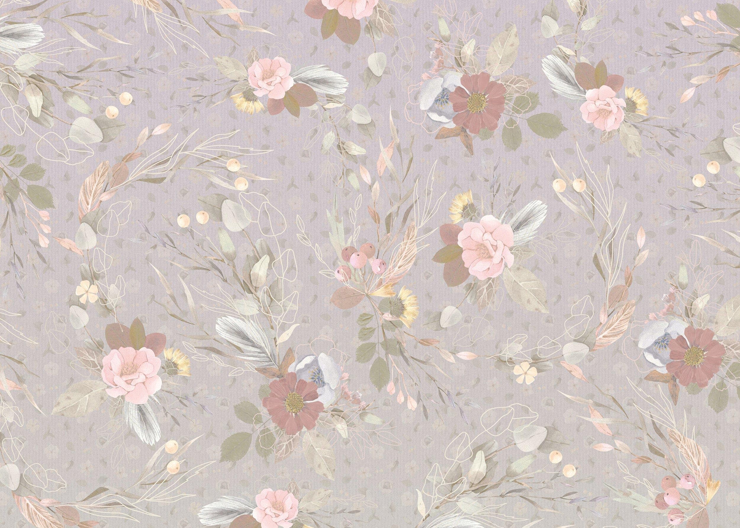 Komar Vlies Fototapete - Endless Spring - Größe: 350 x 250 cm (Breite x Höhe) - Blumentapete, Romantisch, Tapete, Design, Wohnzimmer, Wanddekoration, Schlafzimmer, Blumen, floral - LJX7-043
