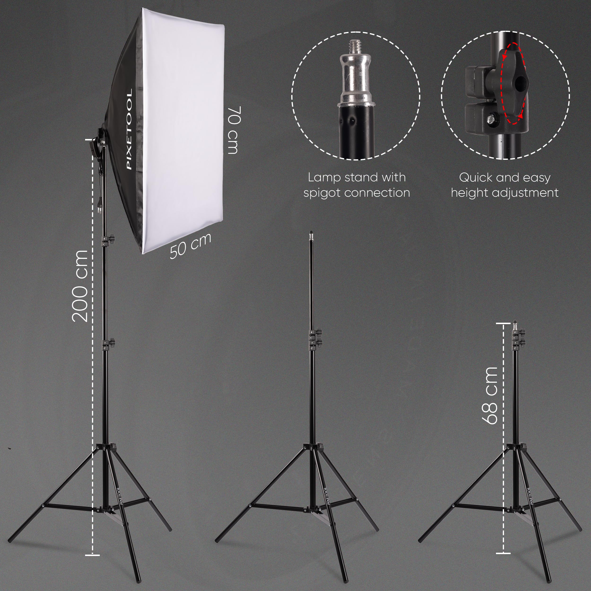 Zestaw do Studia - Greenscreen (1,8 x 2,8 m) z Stojakiem - Softbox z Lampami - Tło Fotograficznego - Reflektor - Akcesoria do Gier, Streamingu, Fotografii