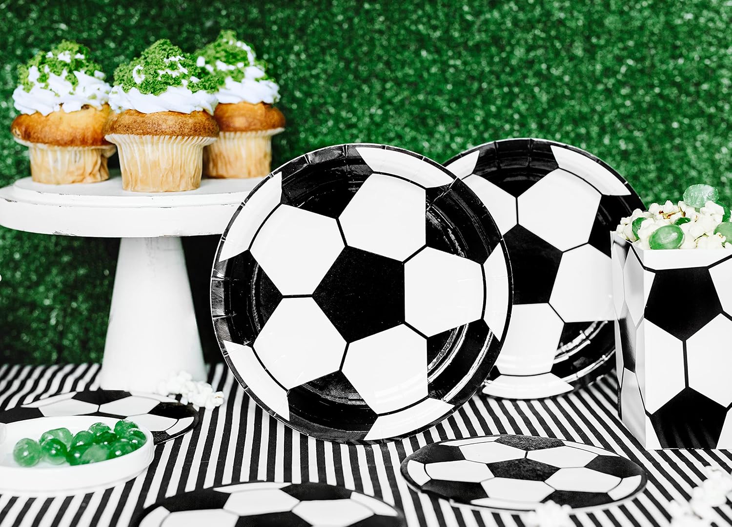 6Pk 18Cm Football Round Plates