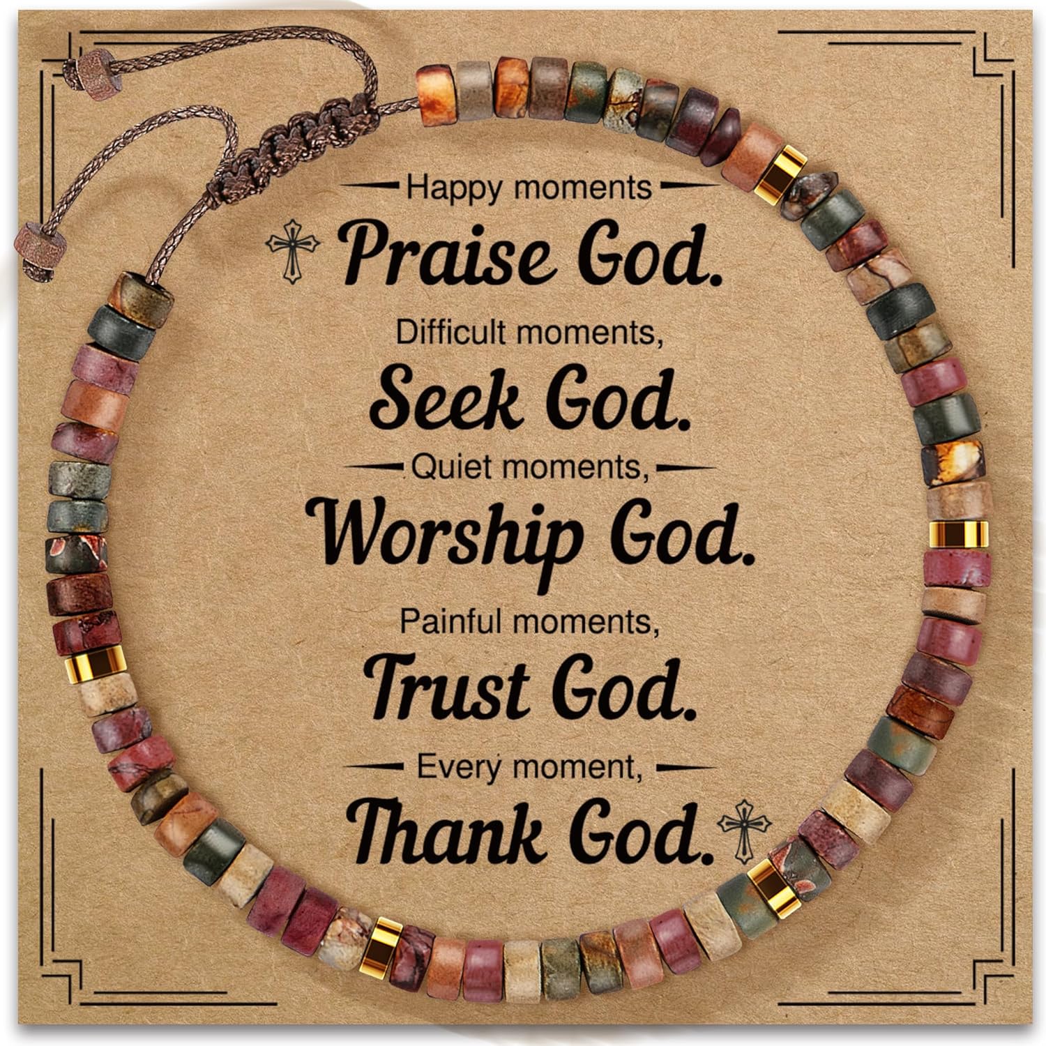 Christian Inspirational Bracelet Gifts for Women: Religious Cross Beads Bracelet Baptism Christmas Day Gifts for Godmother Mom Daughter Sister Friend