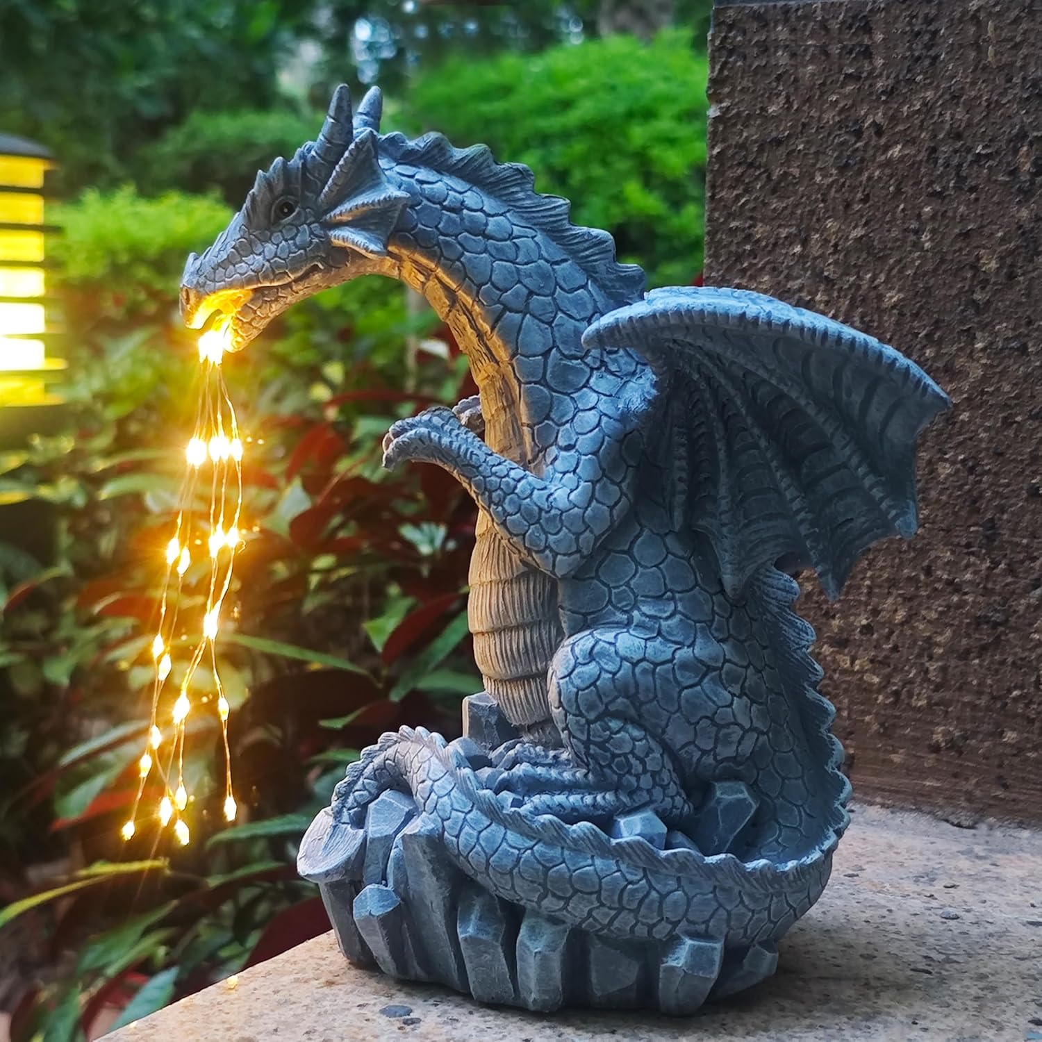 Dragon Solar Garden Statues Outdoor Decoration with LED Light Strings,Dragon Figurine Solar Lights Lawn Décor,Outside Statue Ornament for Patio, Balcony, Yard,Unique Gifts for Mom Grandma - Image 2