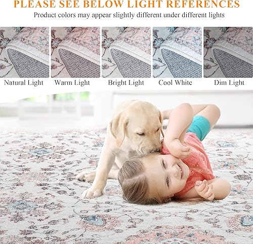 Miniatura 6 de Mcadore Alfombras de área de 5 x 7 pies, lavables y bohemias, alfombra antideslizante para sala de estar, dormitorio, cocina, alfombra suave de pelo