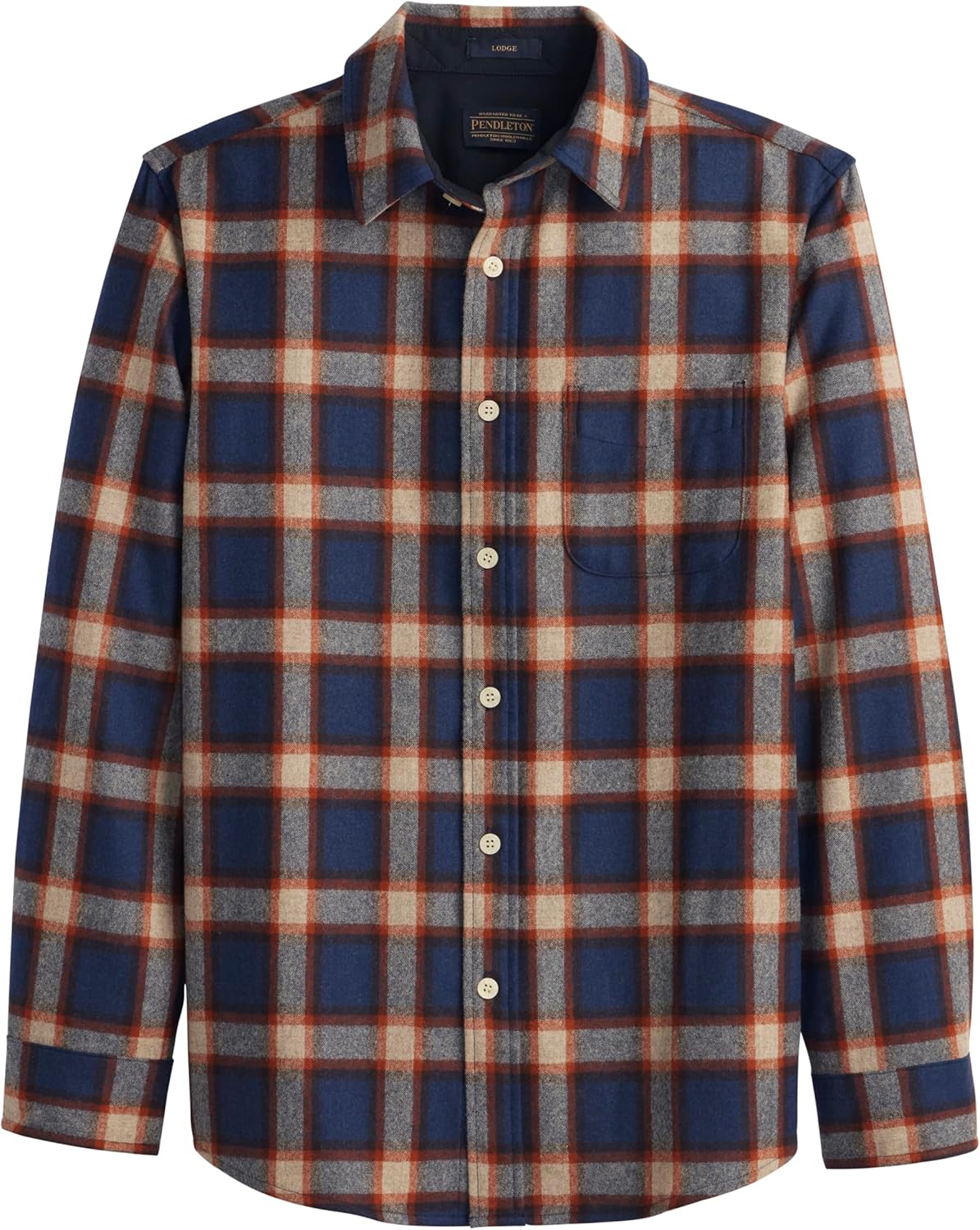 Pendleton Men's Lodge Shirt - Warm and Durable Wool Flannel Shirt, Classic Button-Up Plaid Shirt for Outdoor Adventures
