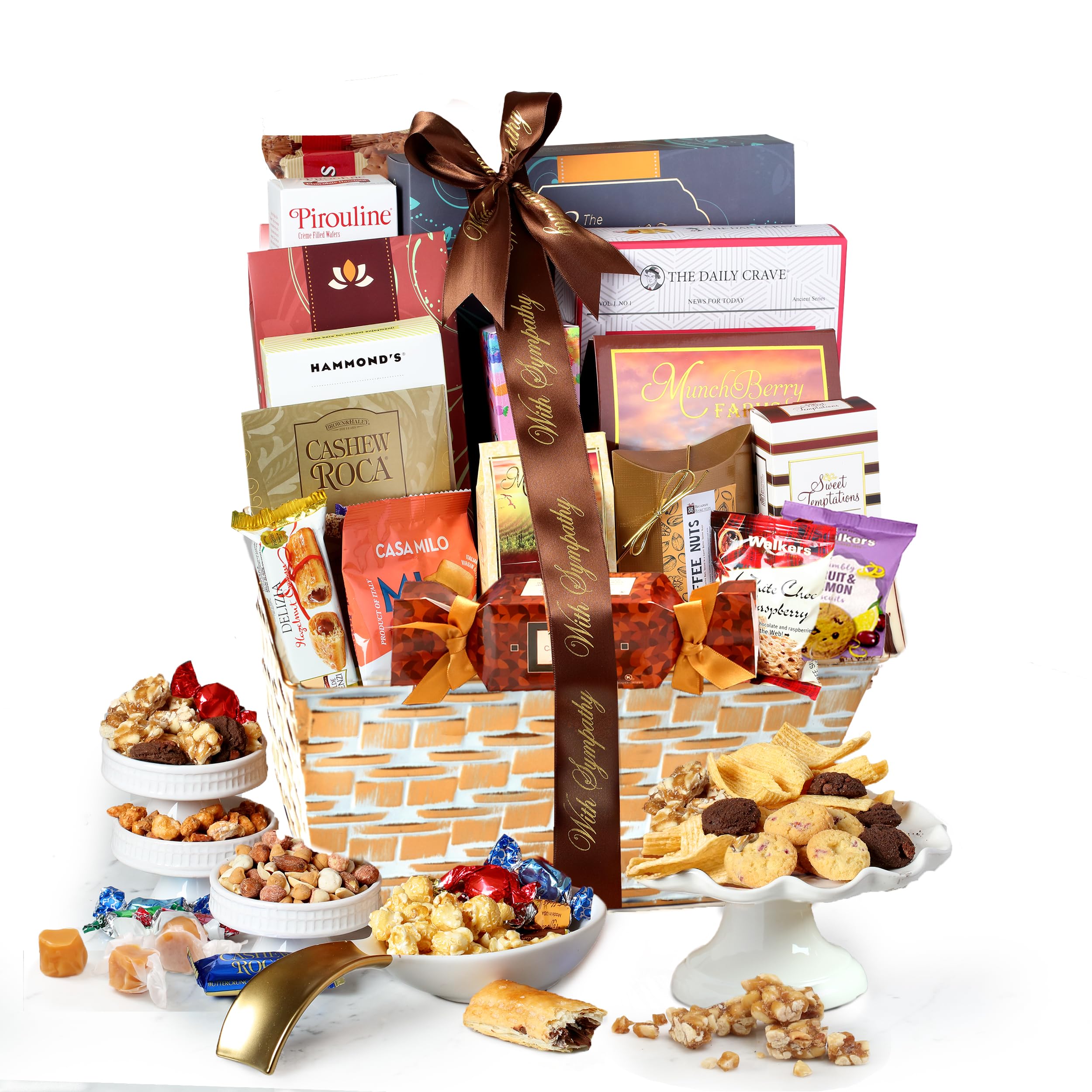 Broadway Basketeers Condolences Gourmet Gift Basket, Kosher Sympathy Food Gift Baskets for Delivery, Perfect Care Package Box or Assorted Snack Gifts for Bereavement, Loss, Funeral, or ShivaBroadway Basketeers Condolences Gourmet Gif…