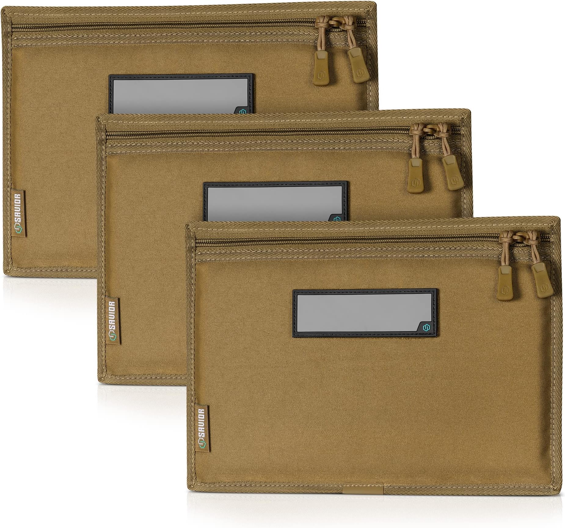 Savior Equipment 600D Tactical Pistol Sleeve Handgun Firearm Bag Soft Case with Reflective Patch For Specialist Series Range Bag, Lockable Zippers, 3-Pack