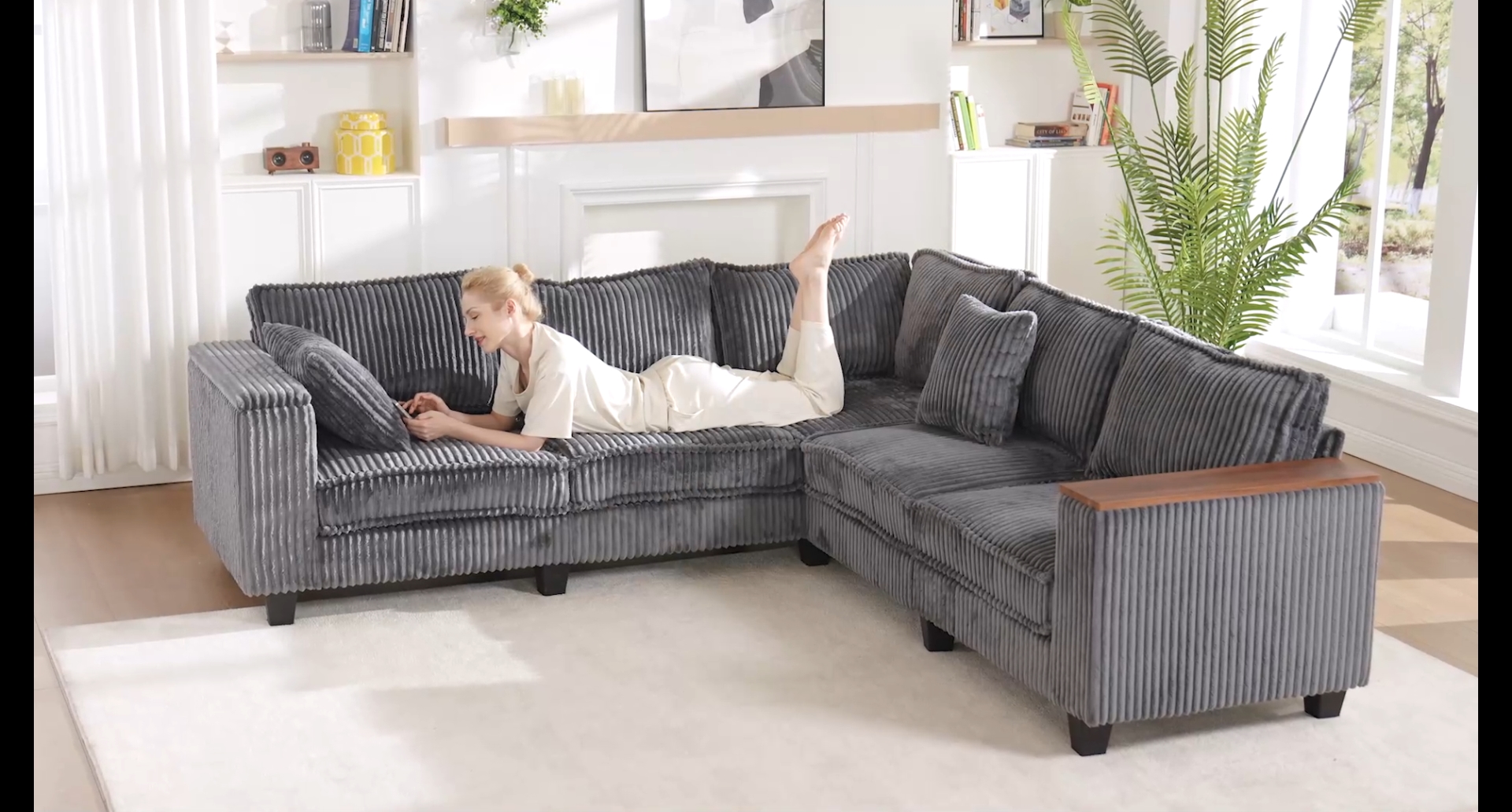 Amazon.com: EYBCT 97 Inches Corduroy Couch with 2 Pillows Deep