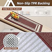 Vista 3 de COSY HOMEER Tapetes de cocina antideslizantes de polipropileno grueso para el hogar, lavable a máquina, 20 x 30/20 x 48 pulgadas, marco rojo