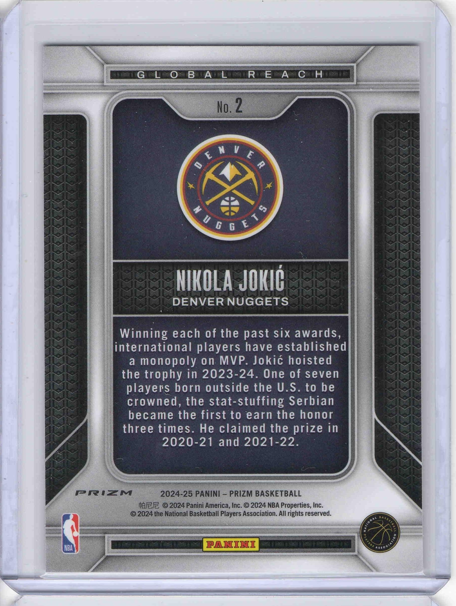 Amazon.com: 2024-25 Panini Prizm Global Reach Prizms Silver #2