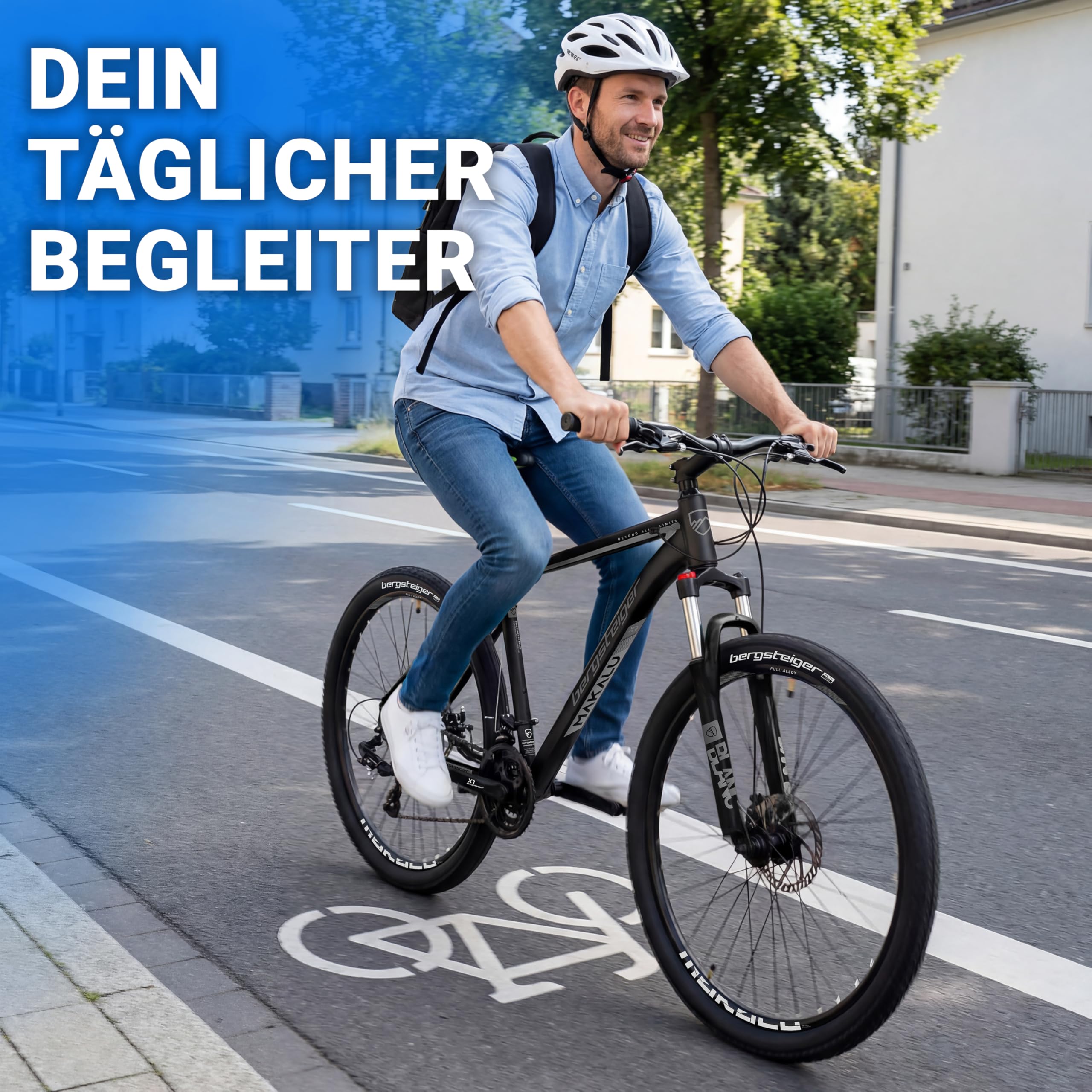 Bergsteiger Makalu 26/29 Zoll Mountainbike Hardtail aus leichtem Aluminium | Sicherer Fahrspass ab 150 cm Groesse mit 21 Gang-Schaltung, Scheibenbremsen und Zoom Federgabel. Zu 90% vormontiert.