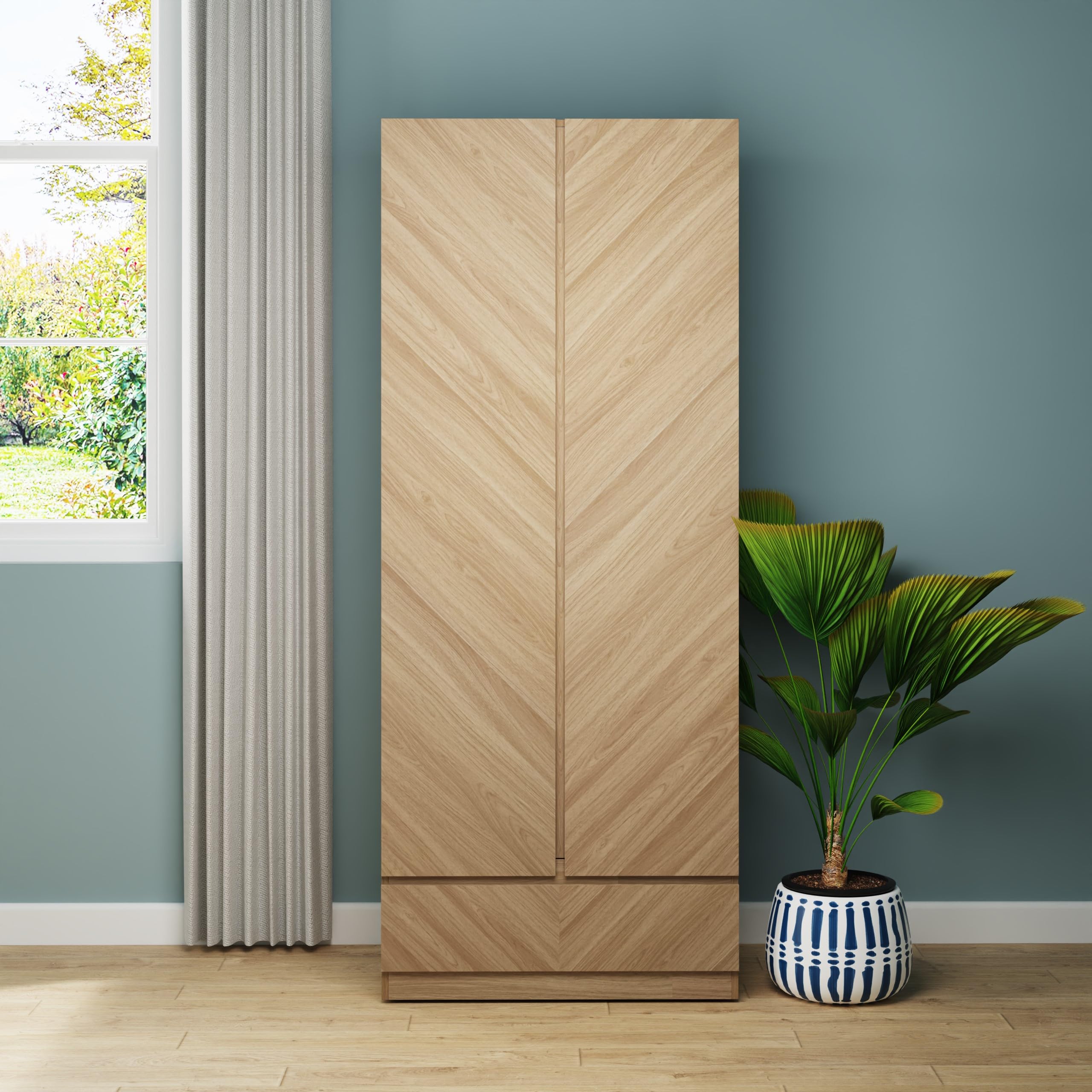 GFW Catania Royal Walnut 2 Door 1 Drawer Double Wardrobe