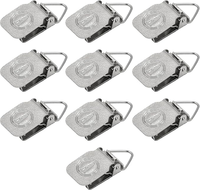 ANDUSTRIAL - Small Durable Nickle-Plated Steel Clips/Clamps For Displaying Shawls, Leather Hides, Quilts, Mats, Rug Samples - Finger Support Triangle Back Alligator Rug Clips - Silver, 10 Clips