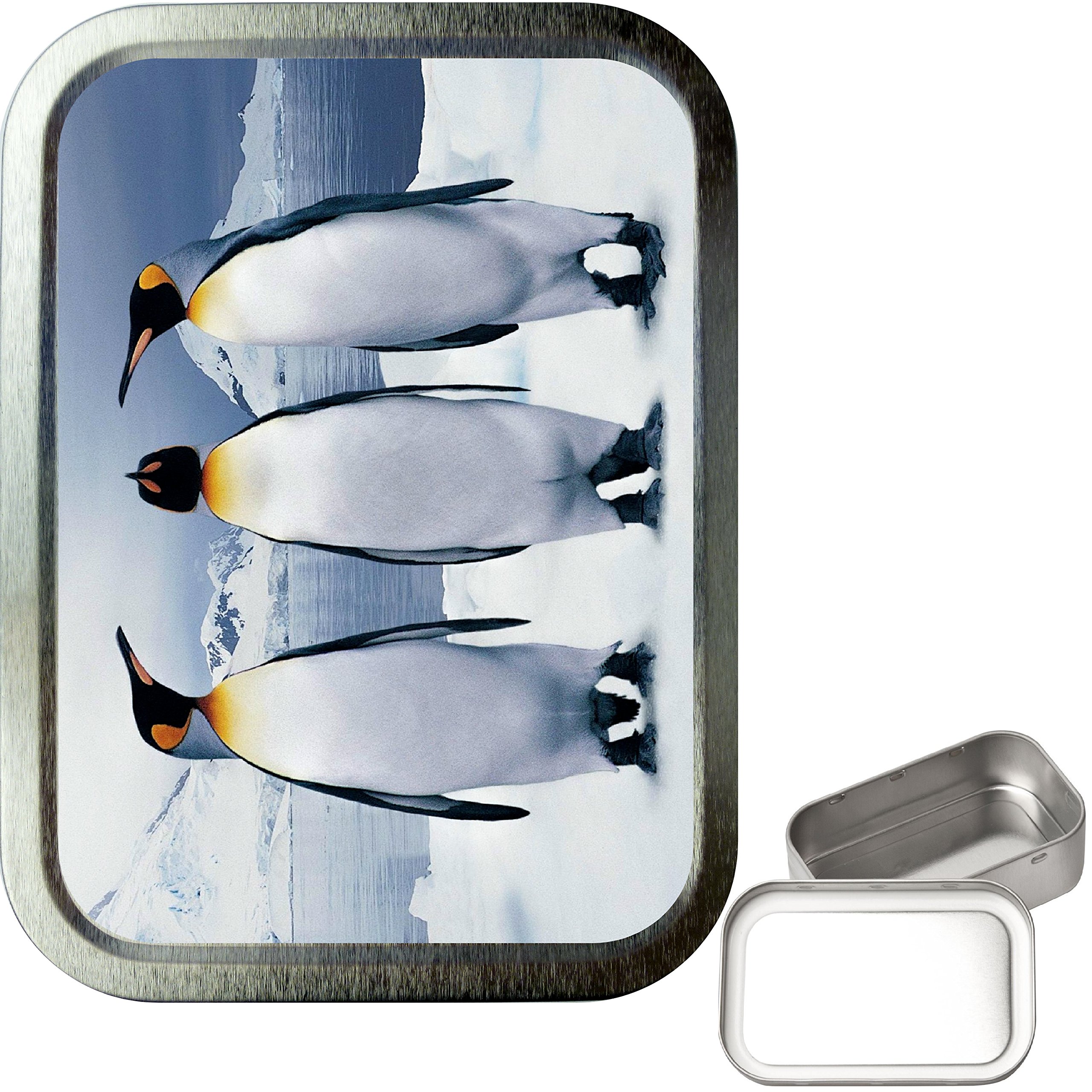 TEEZ - Penquin 2oz Silver Tobacco tin, Baccy Tin, Smoking Tin