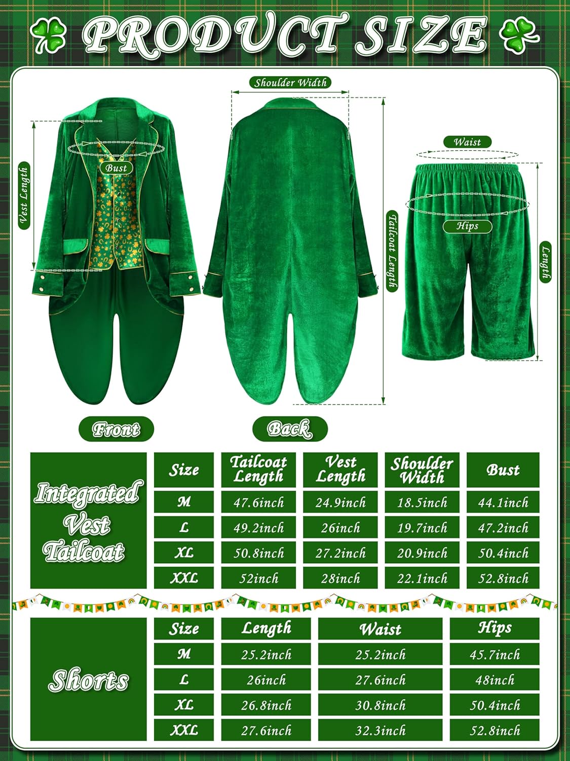 SOMSOC 10 Pcs Men's St. Patrick's Day Costume Halloween Set Irish Green Shamrock Clover Accessories for Adult Costume Party - Image 2