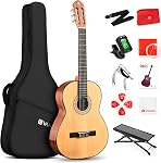 Vangoa 36-inch Beginner Classical Guitar Package (Natural), Basic Starter Guitar Kit w/Gig Bag, Strings, Strap, Tuner, Pitch Pipe, Picks, Footstool