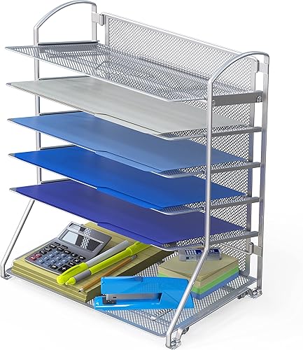 SimpleHouseware - Bandeja organizadora para documentos de escritorio con 6 bandejas