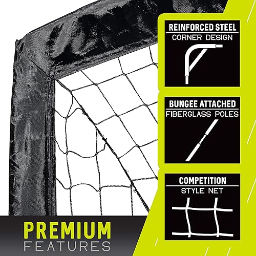 Miniatura 10 de Franklin Sports Blackhawk - Portería de fútbol en el patio trasero red portátil de fútbol para niños plegable para interiores y exteriores