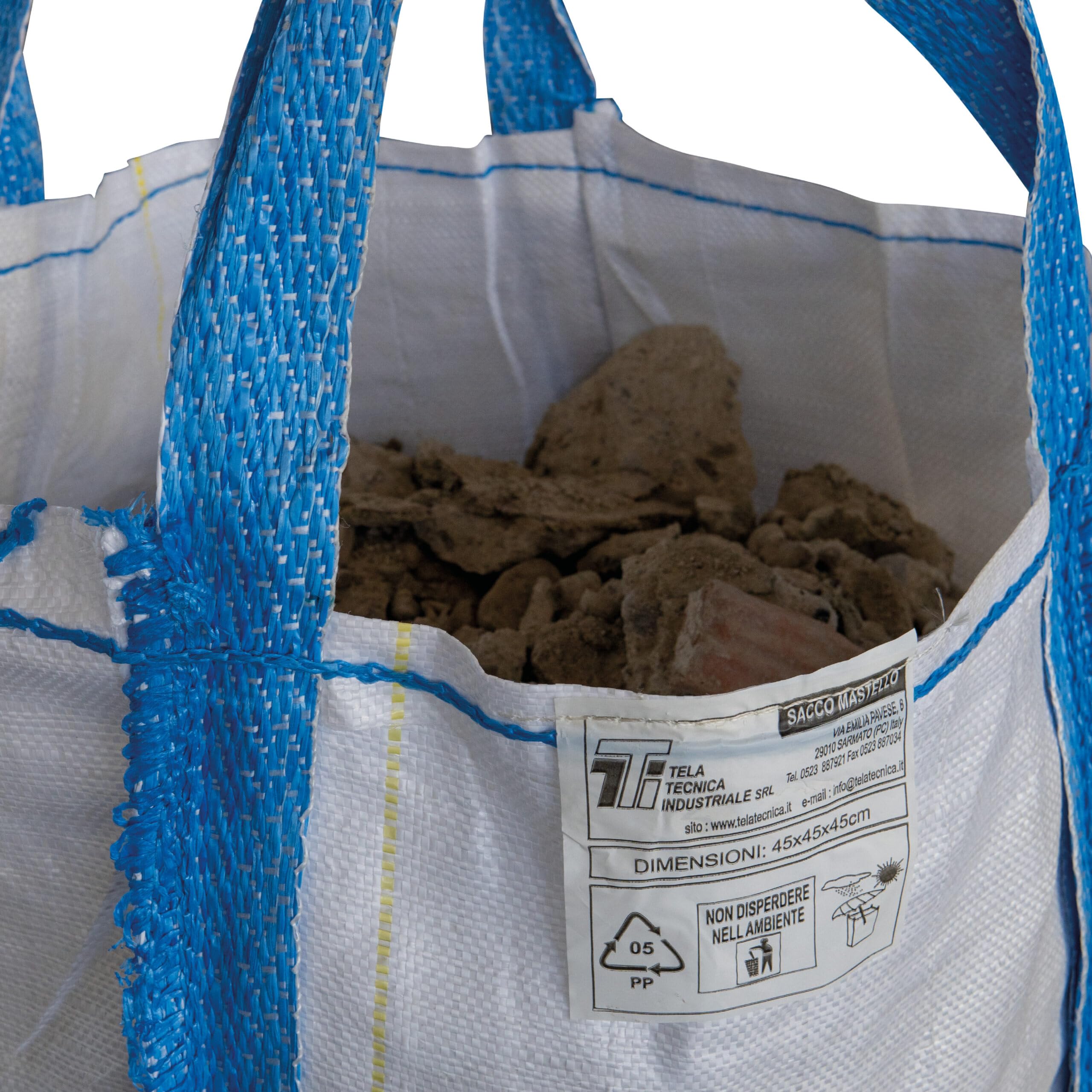 Sacco mastello 45x45x45 cm per materiale pesante in tessuto di polipropilene (15)