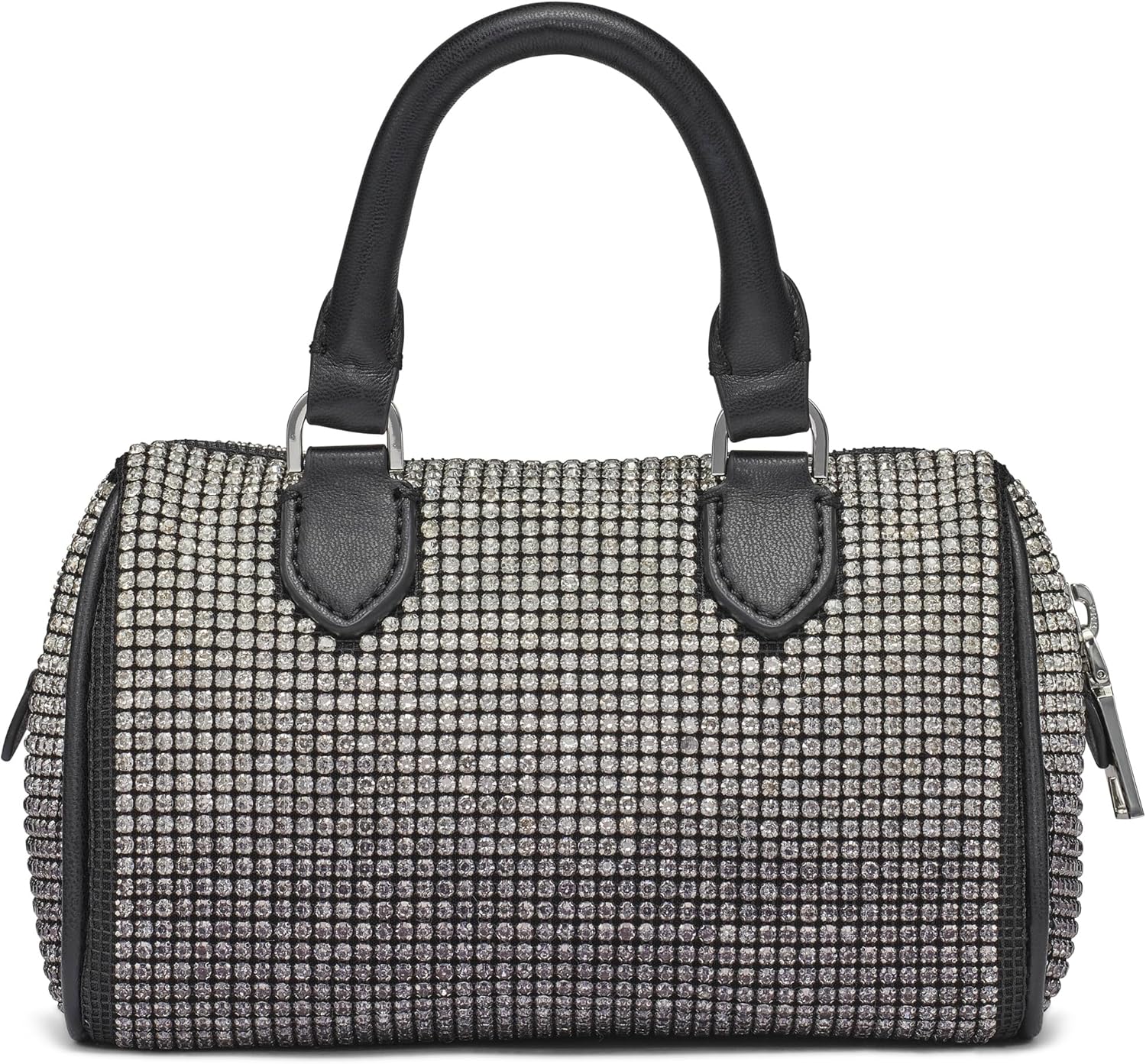 DKNY Women's Nell Small Satchel Crossbody Bag, Black/Silver, One Size
