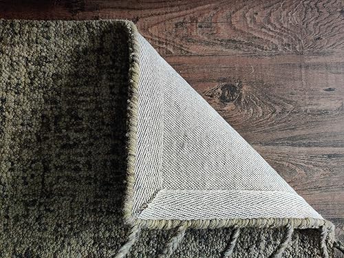 Miniatura 5 de LOOMINAIRE Alfombra hecha a mano Nomad de lana dorada de fibra natural de fácil mantenimiento para sala de estar, cama, habitación familiar (2 pies