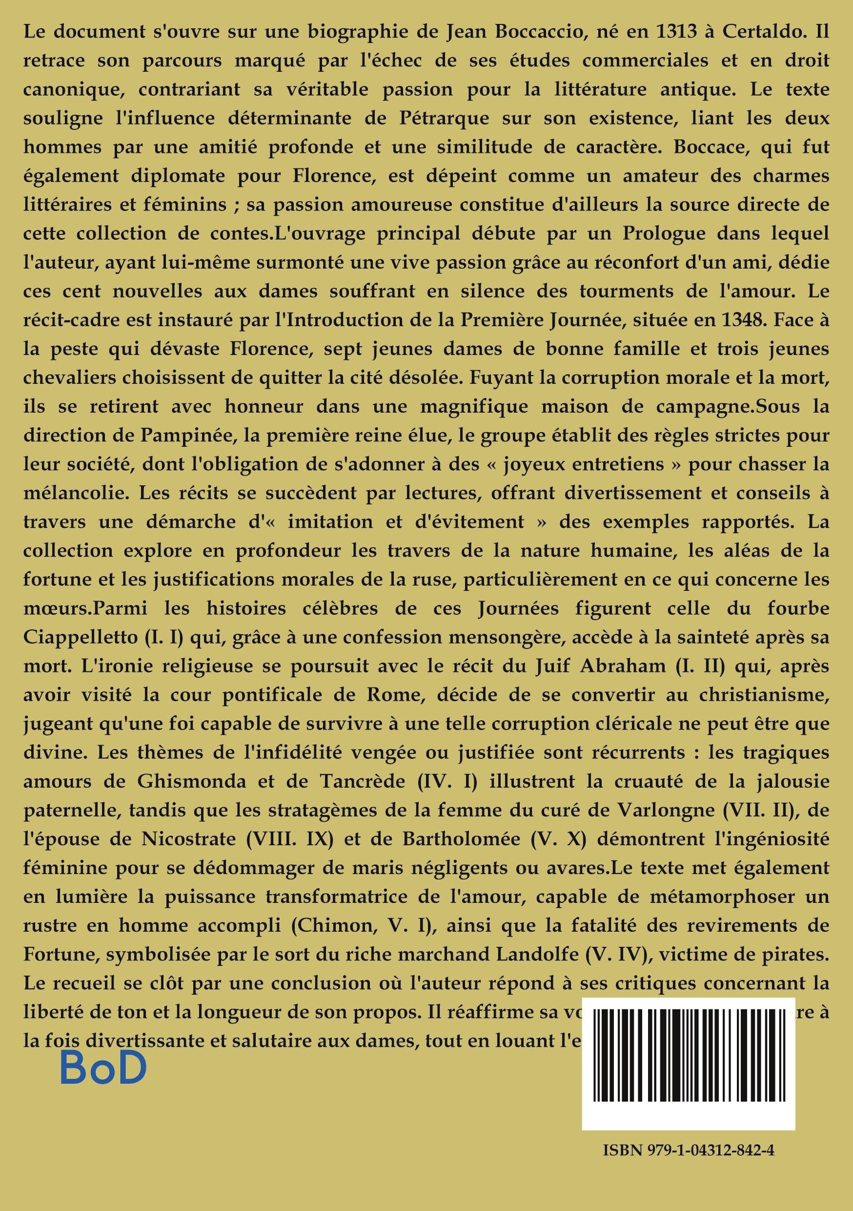 Contes de Boccace: Recueil d'histoires d'amour, de fortune et d'intrigues, de la vie à la cour à la vengeance conjugale