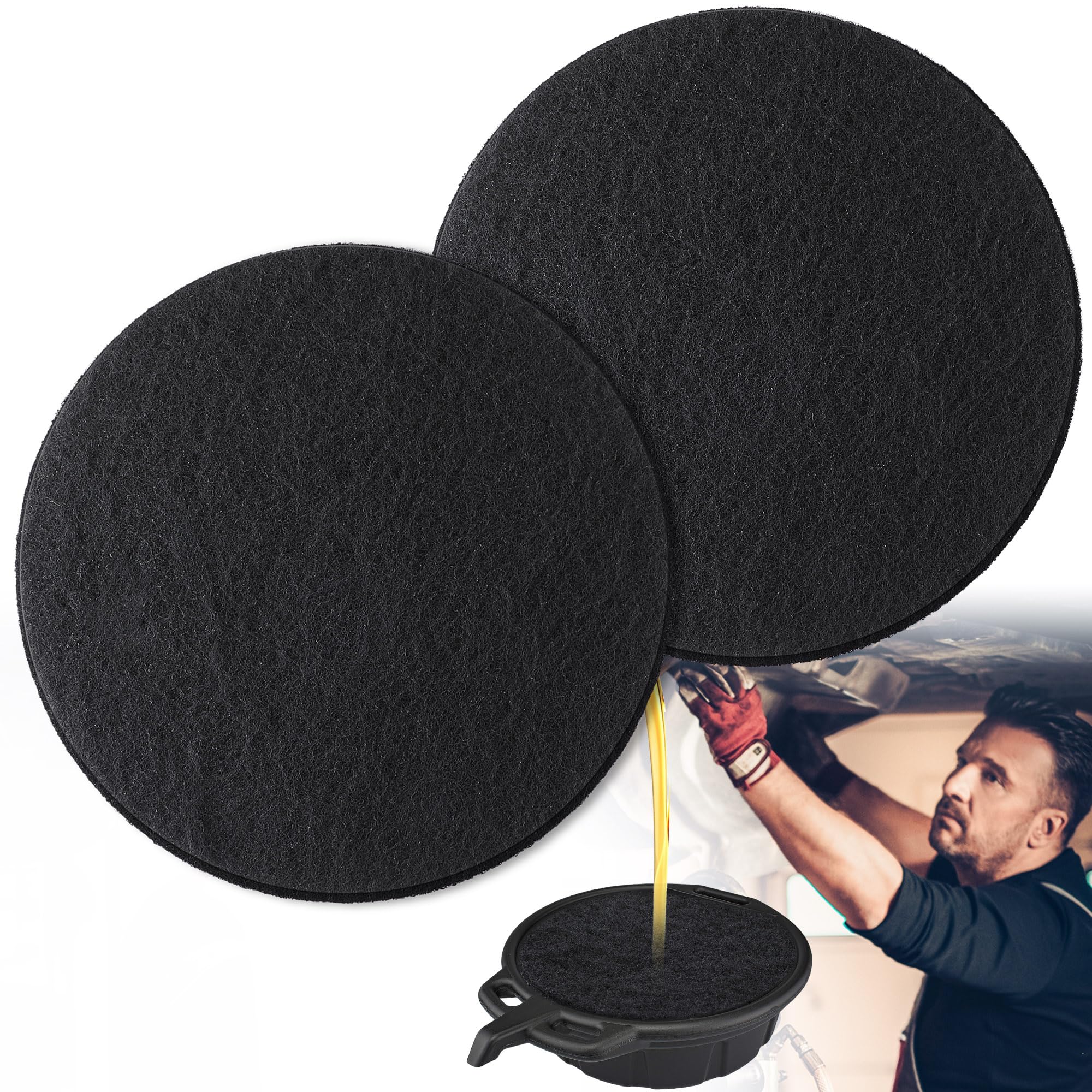 Saillong 2 Pcs 18'' Round Oil Drain Splash Pad, No Splatter Pad Fit 1.5-20 Gal Drip Collector Pan, Anti Splash Oil Change Mat for Car Transmission Changing Drain Pan