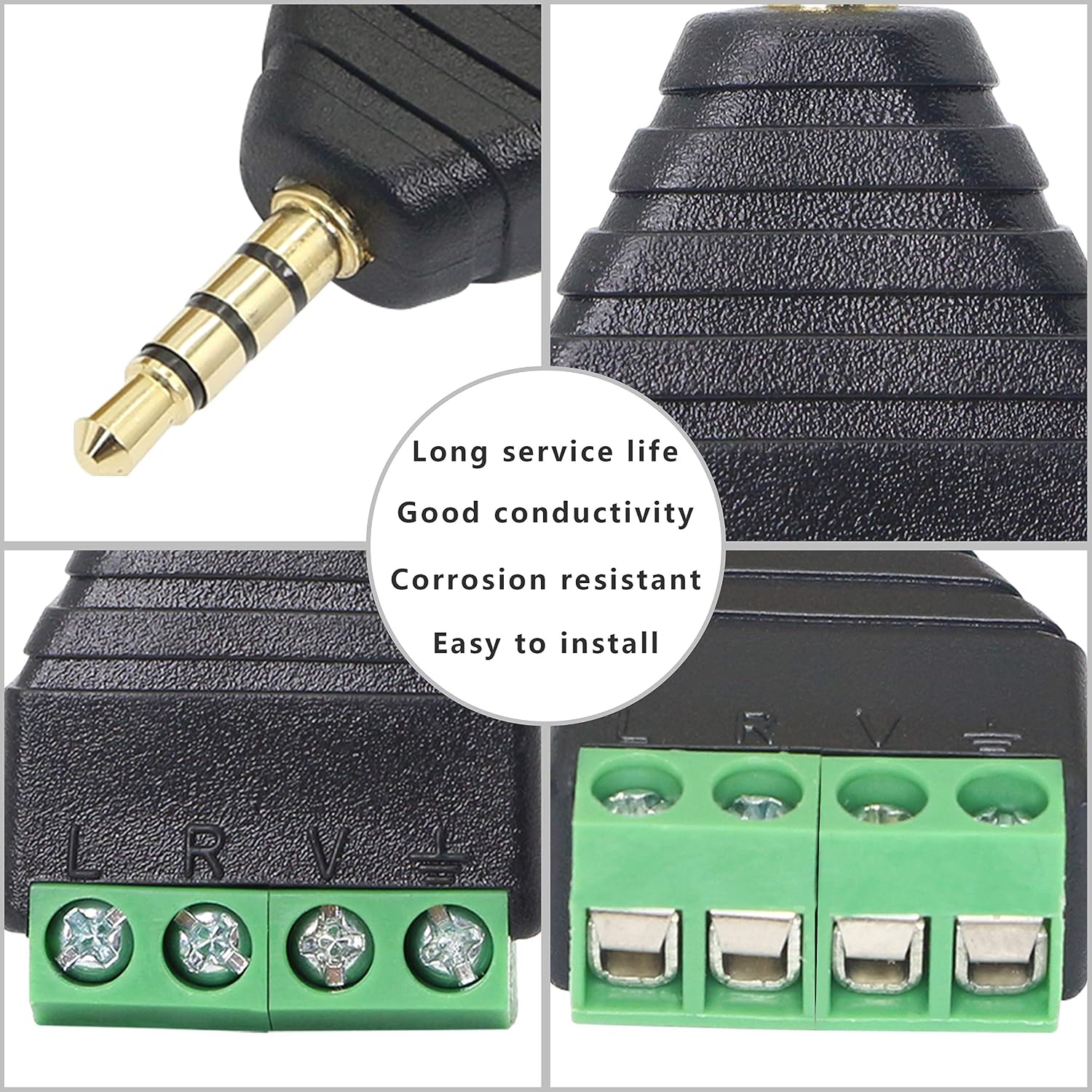 3.5mm 4 Screw Terminal Adapter,Gelrhonr 