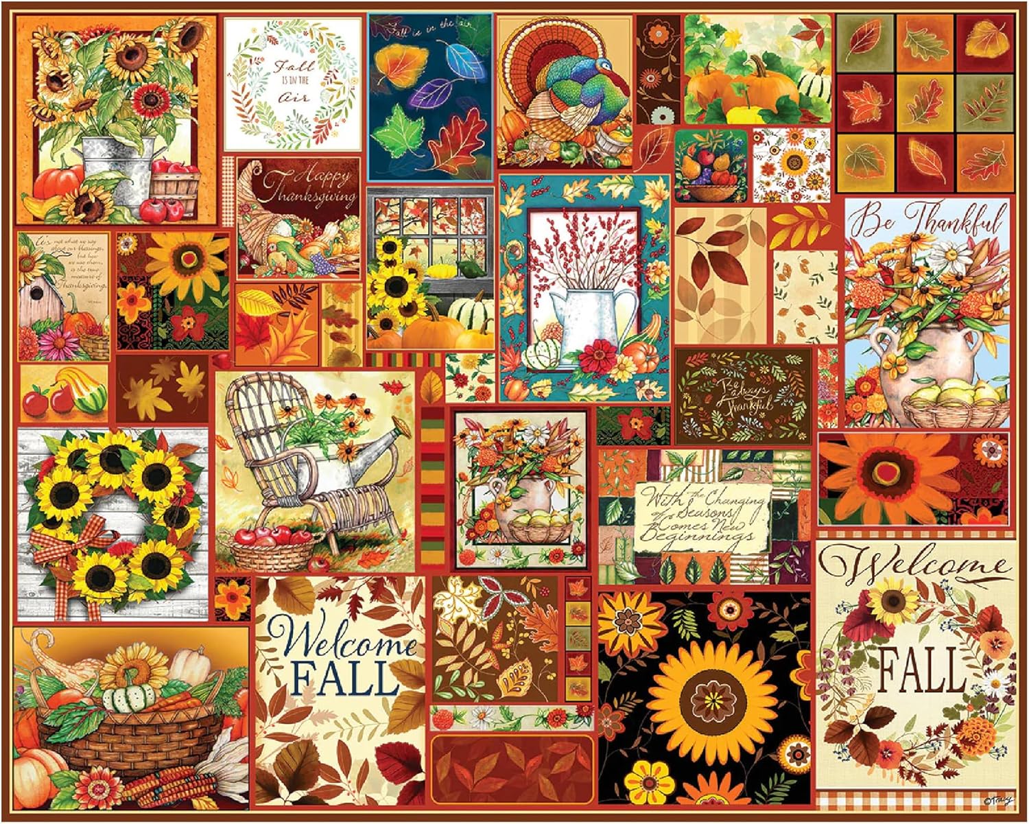 White Mountain 1000 Piece Jigsaw Puzzle Autumn and Fall Collage Puzzles with Large Pieces Gift for Adults and Family 24"x30" - Welcome Fall
