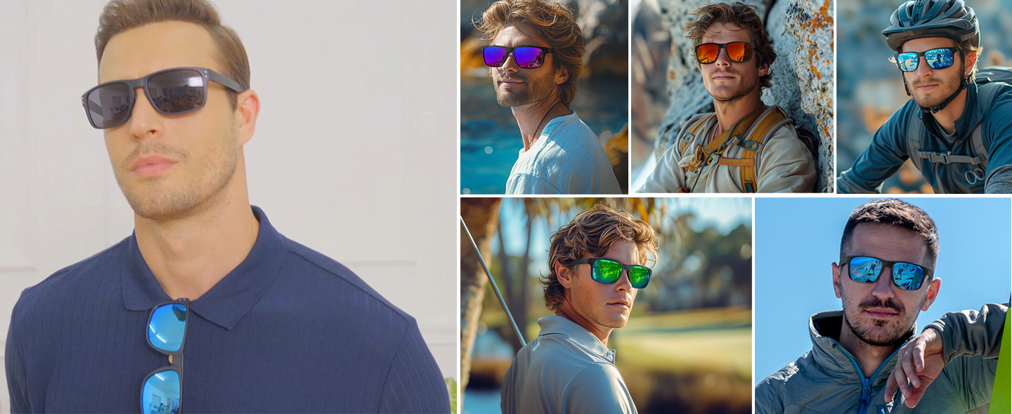 Occhiali Sportivi Rettangolari Occhiali Da Sole Polarizzati Uomo Donna - TR90 Leggeri Retrò Aviatore Per Sport Occhiali Da Sole Uv400 Tr90 Leggeri Unisex