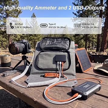 Solar Panel 80W Portable Solar Panel Foldable Solar Panel with USB A & USB C Portable Power Plant for iPhone iPad Camping Outdoor Travel RV