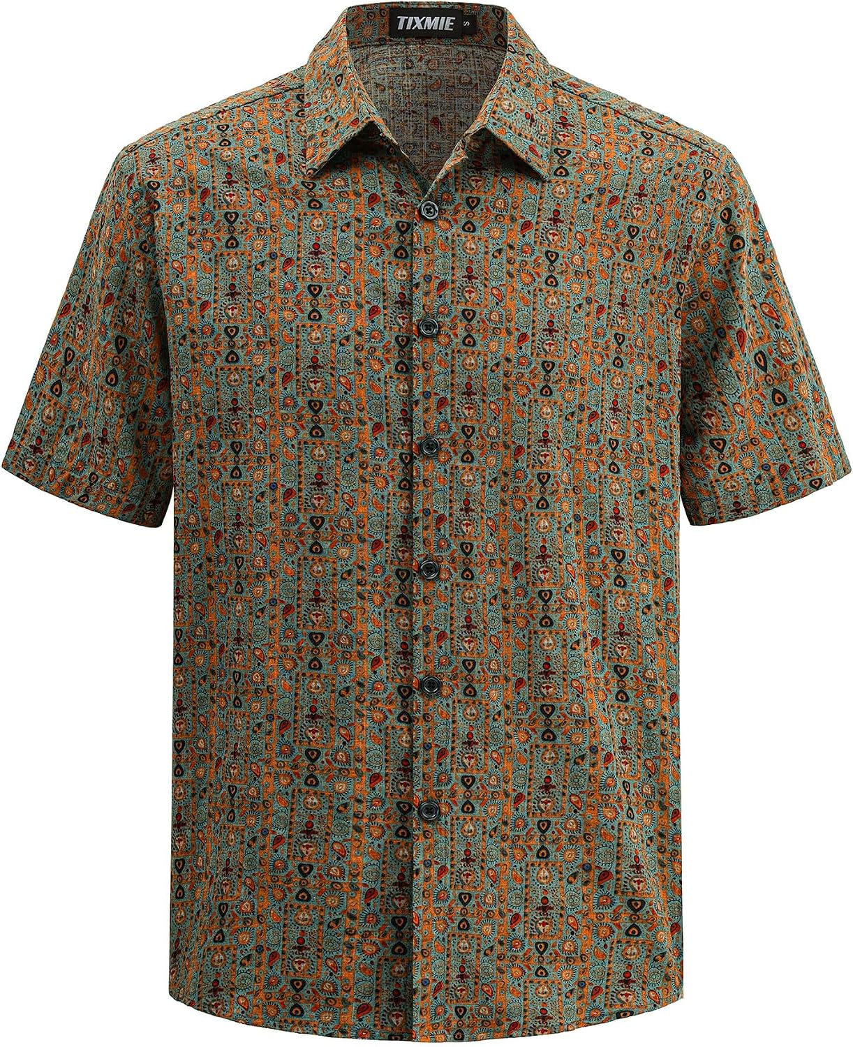 Mens Hawaiian Shirt Short Sleeve Breathable Aloha Beach Shirts for Men Summer Vacation Button Down, Retro Floral