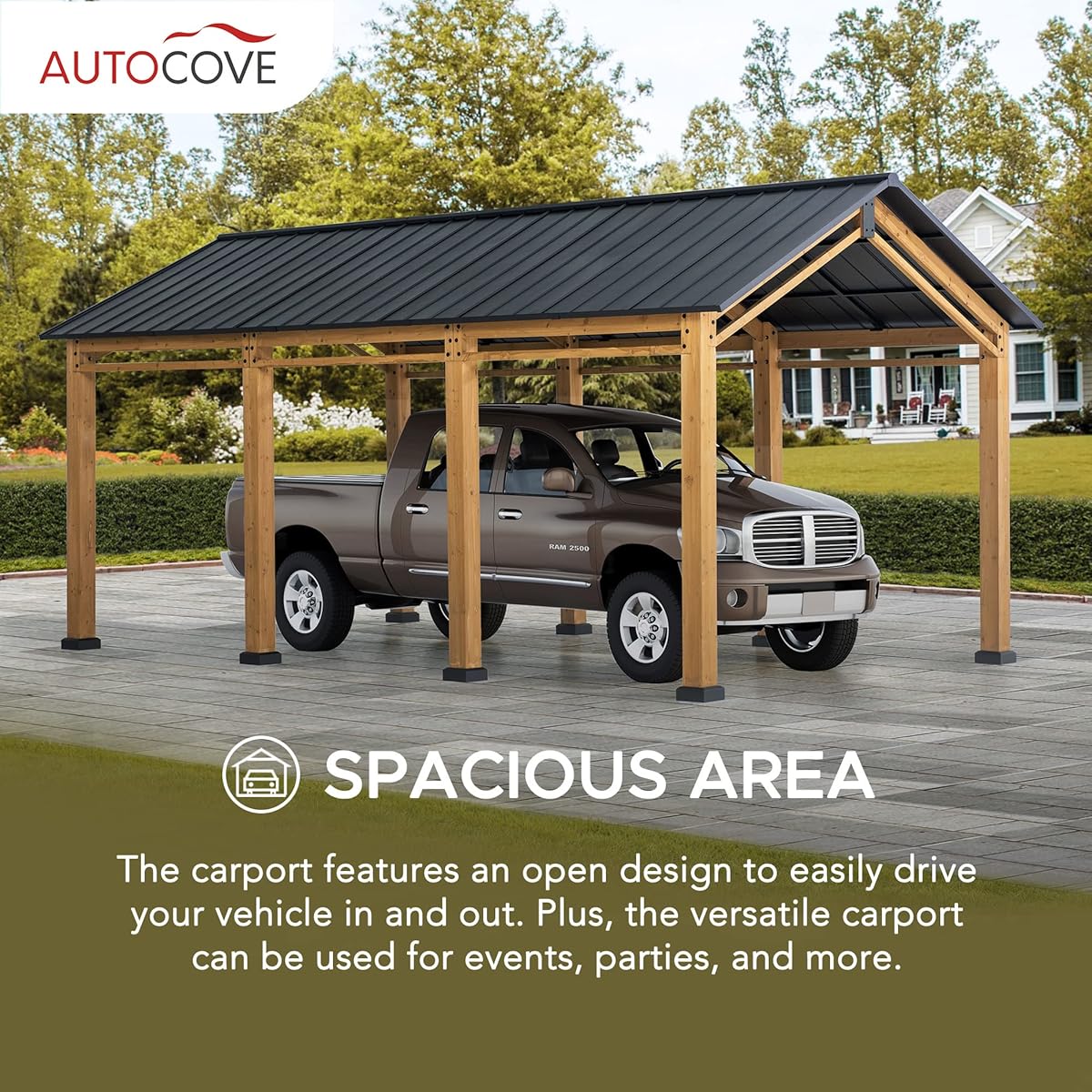 96/mo Finance Sunjoy Carport 11 ft. x 20 ft. Wood Gazebo Heavy Duty