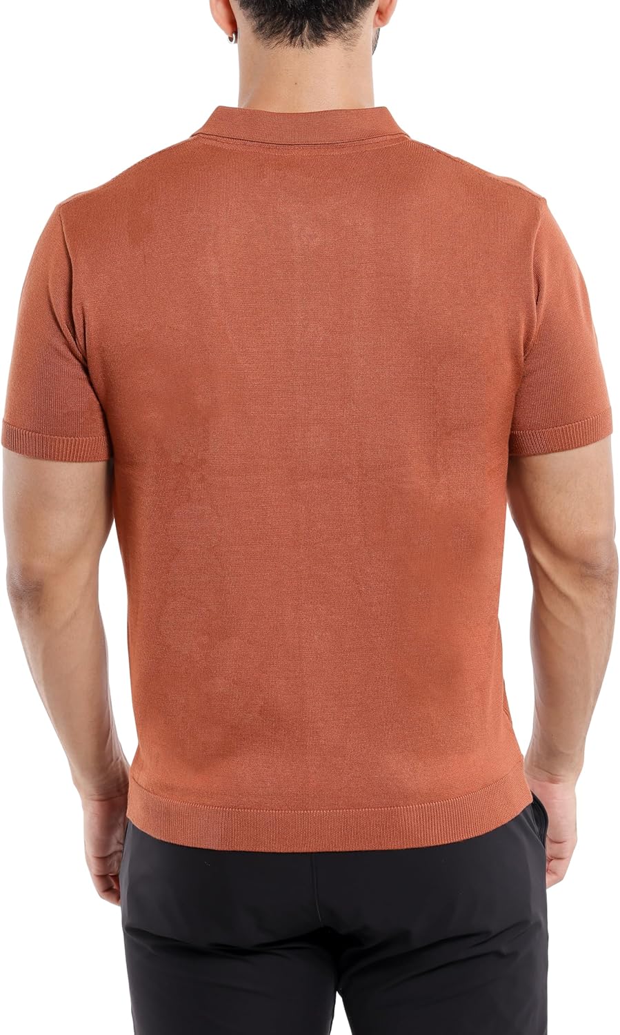 Men’s Short Sleeve Button Down Soft Textured Knit Polo Shirt, Slim Fit Casual T-Shirt for Men