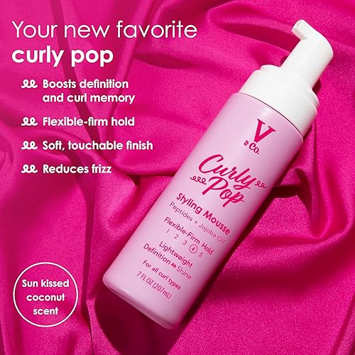 Miniatura 3 de V&Co. Beauty Curly Pop Curl Defining Mousse  Curl Mousse for Curly Hair, Anti Frizz & Moisturizing Hair Care with Peptides & Jojoba Oil, 6 oz