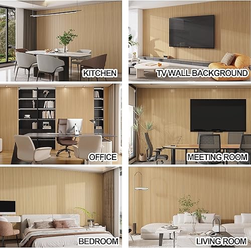 Miniatura 9 de Paquete de 8 paneles de pared con listones WPC, paneles de pared 3D, resistentes al agua y de fácil instalación, paneles de pared con listones