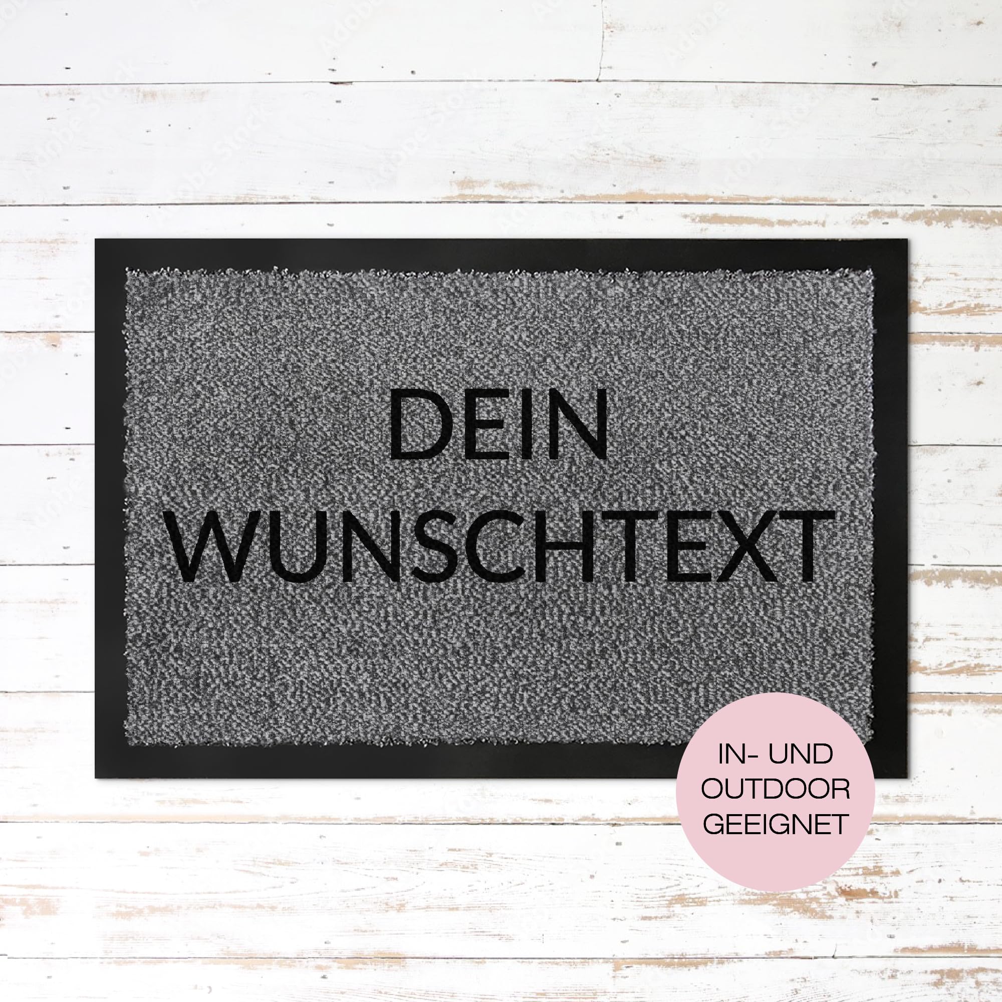 Fußmatte personalisiert 80x60 PVC - rutschfeste Türmatte für Innen und Außen - Schmutzfangmatte aussenbereich mit Wunschtext - Schuhmatte als Türvorleger, Geschenk Einzug (80x60)