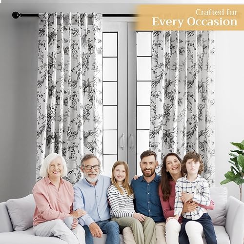 Miniatura 5 de Maison d' Hermine - Cortina decorativa de media noche de 50 x 84 pulgadas, 100 % algodón, cortinas estéticas para granja, cocina y dormitorio, para