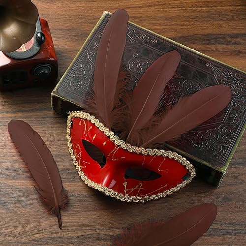 Miniatura 5 de Ballinger Plumas marrones artesanales a granel  120 plumas de ganso de 6 a 8 pulgadas para manualidades, decoración de Halloween, joyas, cosplay y