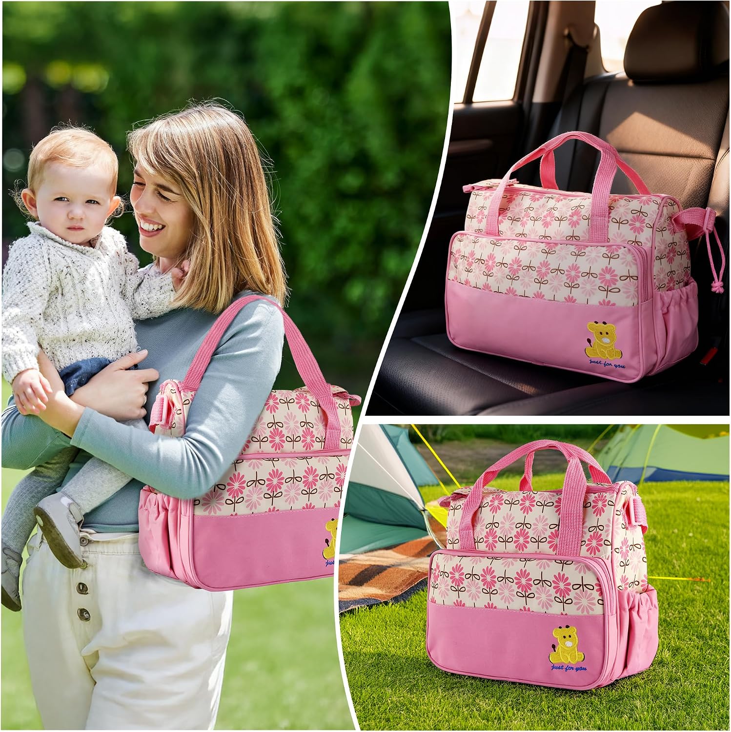 Baby Diaper Bag Set, Large Baby Doll Diaper Backpack with Changing Pad & Pacifier Case, Travel Girl/Boy Tote Bags