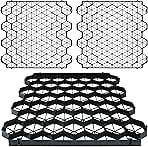 12 Units Permeable Pavers Gravel, Grass& Gravel Driveway System, Interlocked Pavers Gravel Grid Black PE Shed Base 1.6