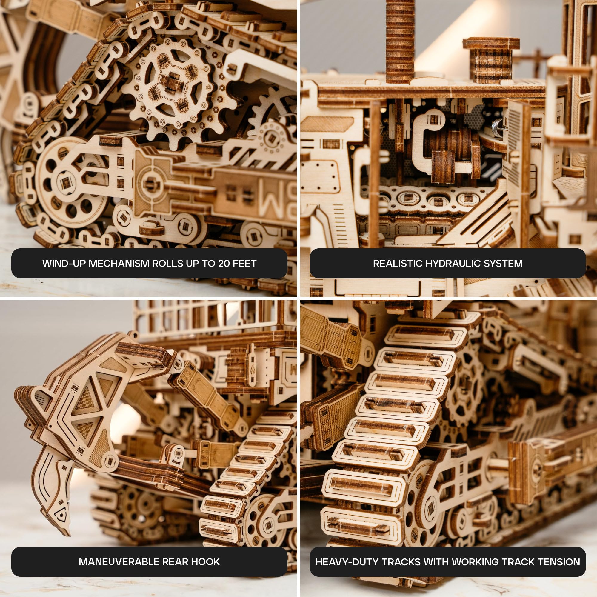 Wood Trick Terrain Titan - Bis zu 10 Fuß laufen - 48,3 x 27,9 cm - Bewegliches Blatt und hinterer Haken - 3D Holzpuzzle für Erwachsene zum Bauen - DIY-Ingenieurmodelle für