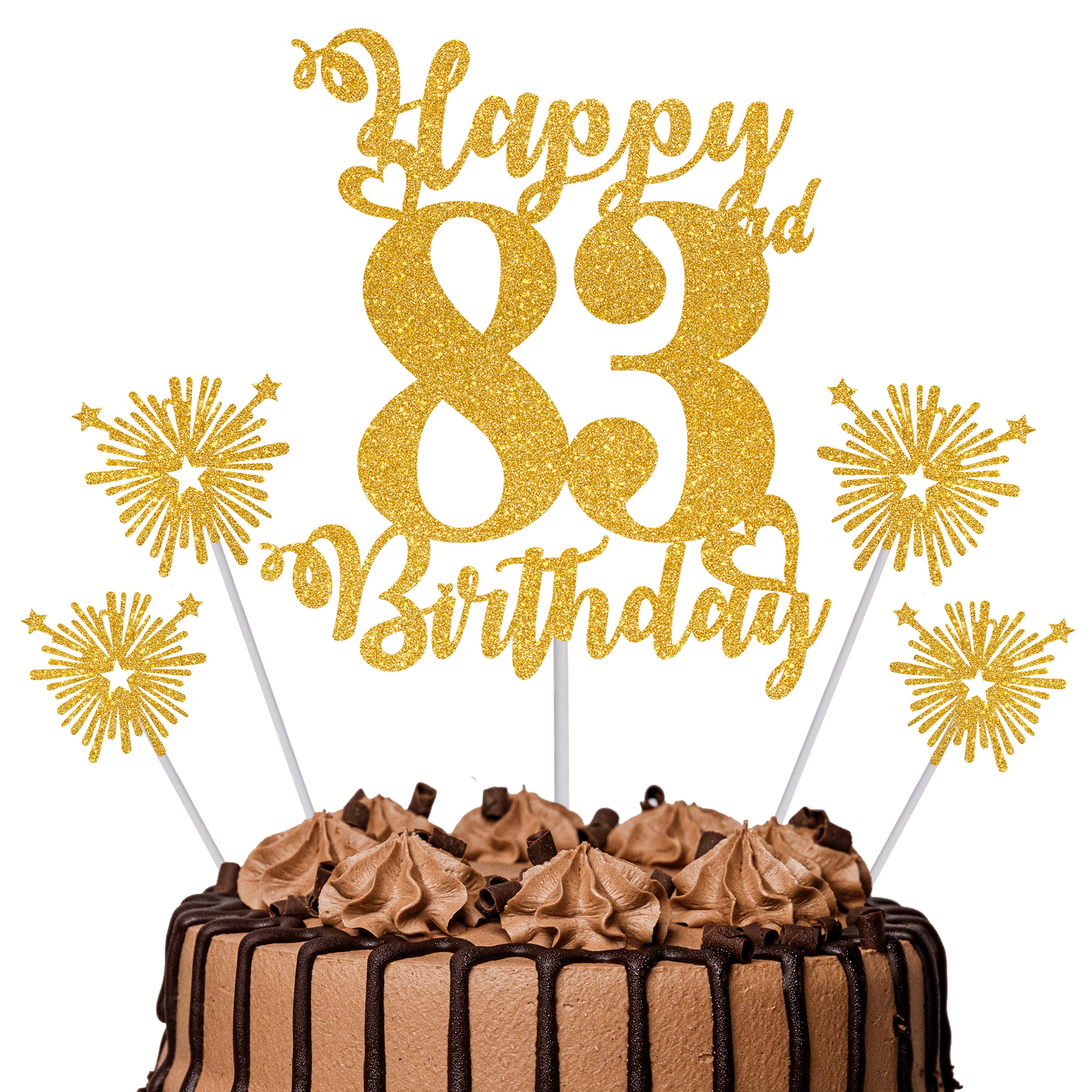 Gold Glitter 96th Birthday Cake Topper Set – 5 Piece Premium Glitter Birthday Decoration & Party Supplies for Men, Women & Kids – 96th Birthday — view 46