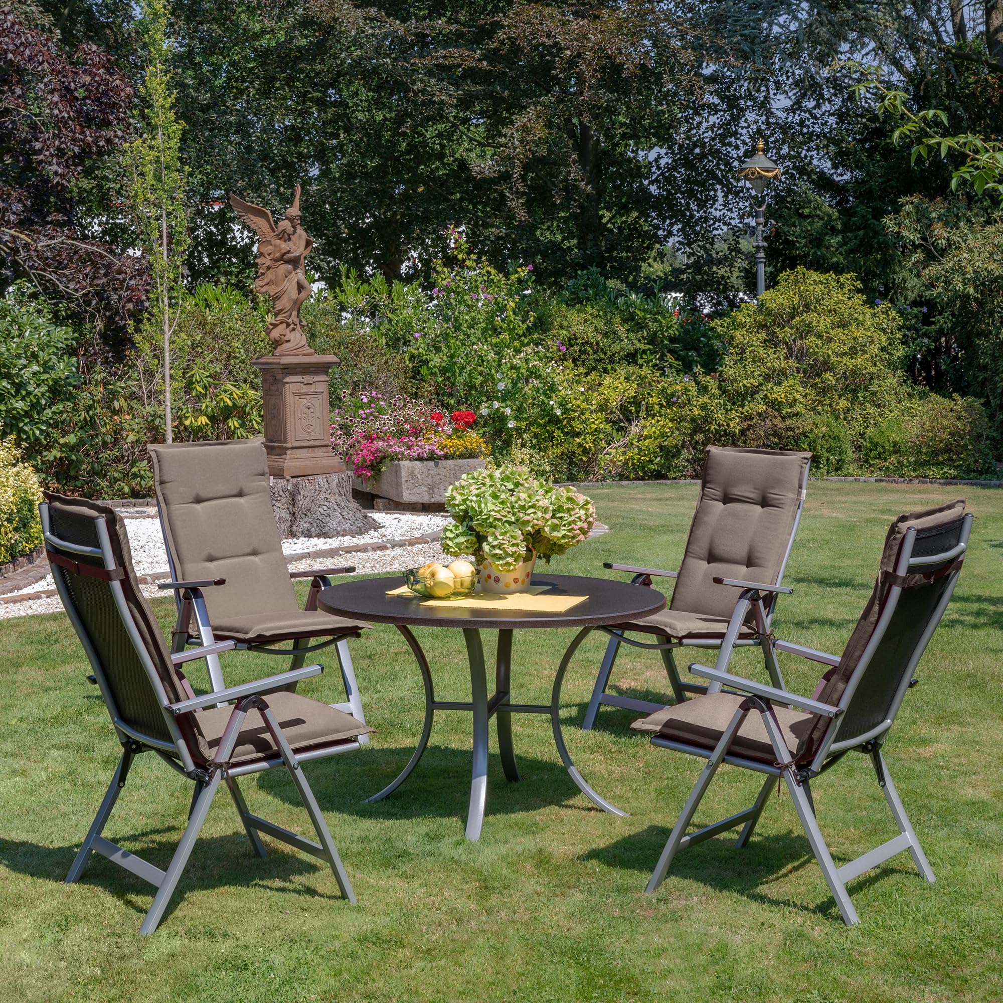 Beautissu Set de 2 Coussin Haut Dossier pour Chaise Jardin 120x50 cm Loft HL – 6 cm Rembourrage Extra Doux & Résistant à la Lumière UV – Confortable Coussin Assise Fauteuil Jardin Exterieur Taupe