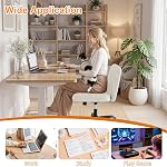 Shintenchi Criss Cross Chair,Cross Legged Office Seat with Wheels Armless Swivel Vanity Chair,Height Adjustable Wide Computer Task Seating for Home Office,White