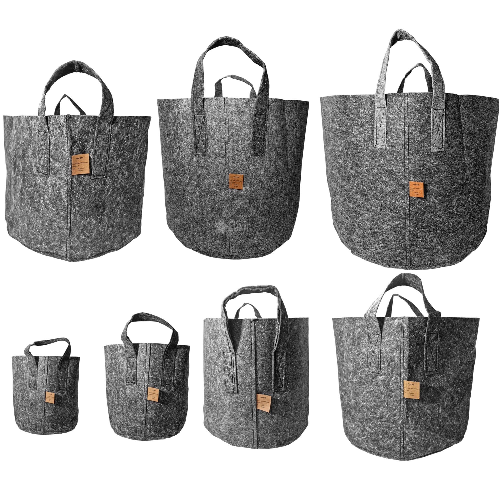 Elixir Gardens Grey Fabric Root Plant Pot Reusable Pouch Hydroponics Container Grow Bag | 12L x 2