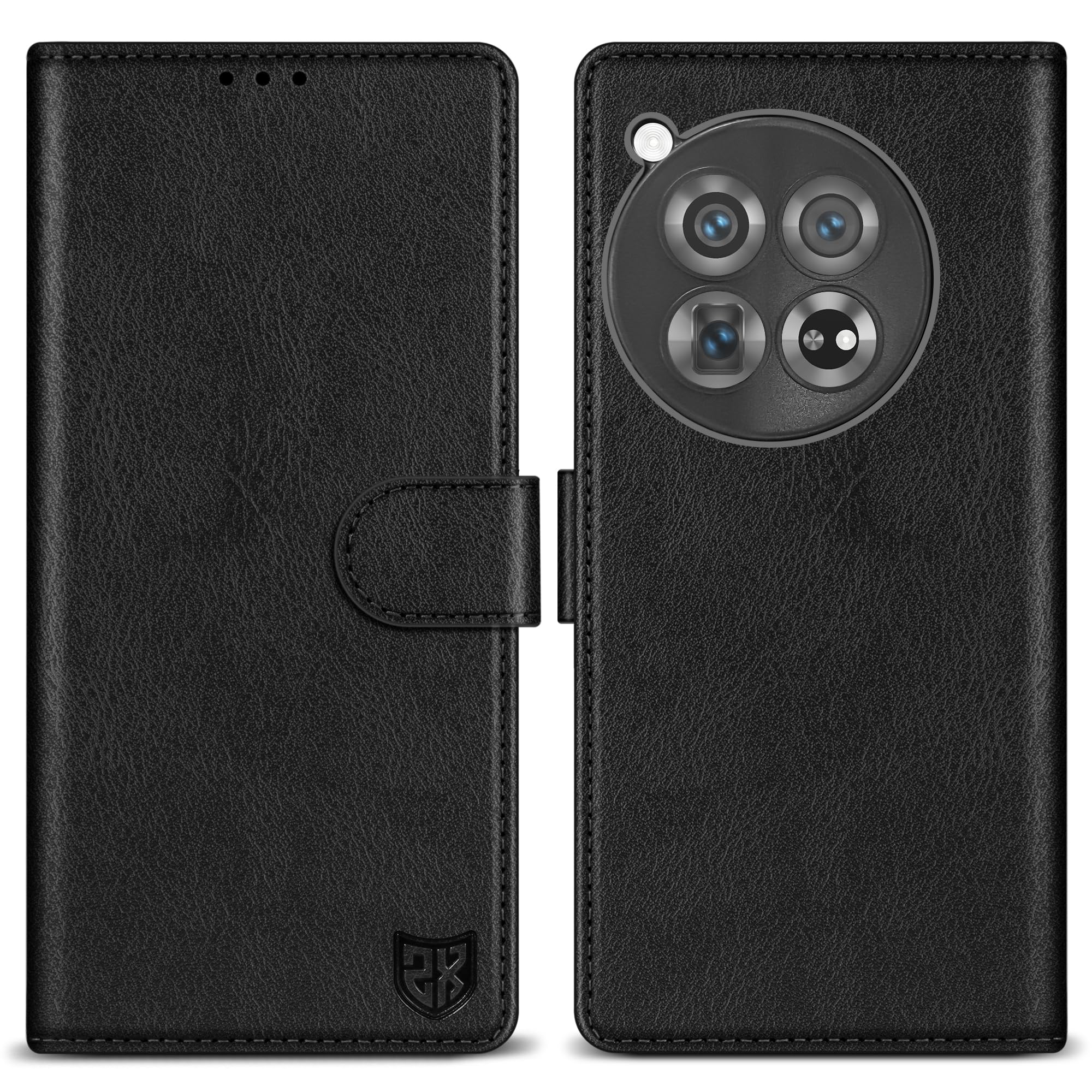 ZZXX for OnePlus 12 Wallet Case with [RFID Blocking] Card Slot Kickstand Magnetic Closure Leather Flip Fold Protective Phone Case for OnePlus 12 Case Wallet(Black-6.82 inch)