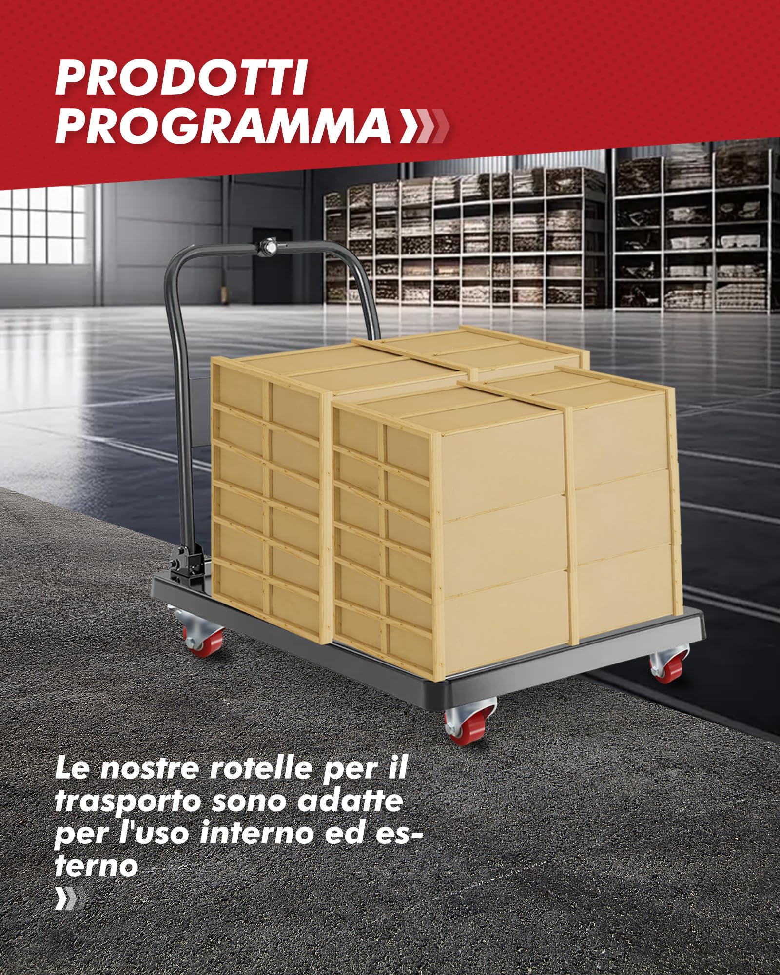4 Ruote industriali da 50 mm, rotelle a carico pesante, 1000 kg, silenziose, in PU, con piastra, rotelle orientabili con freno, montanti in acciaio per trasporto di materiali, tram, banco da lavoro (2
